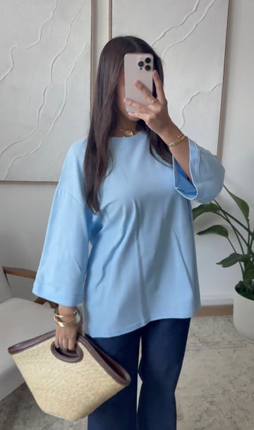 TEE shirt Oversize coton Bleu ciel
