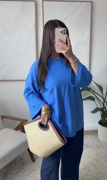 TEE shirt Oversize coton Bleu électrique