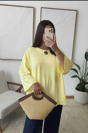 TEE shirt Oversize coton jaune qualité premium