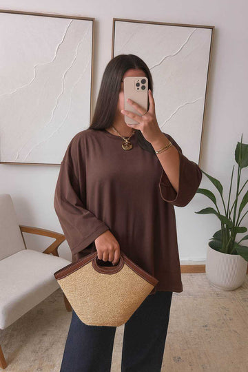 TEE shirt Oversize coton marron