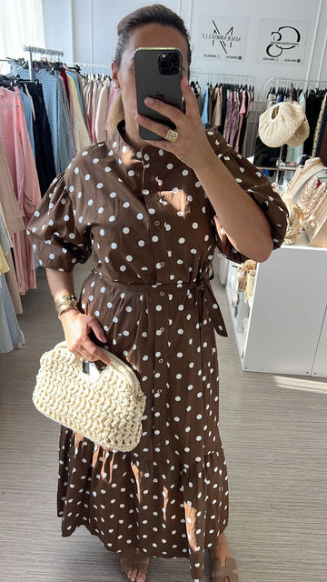 Robe a pois marron