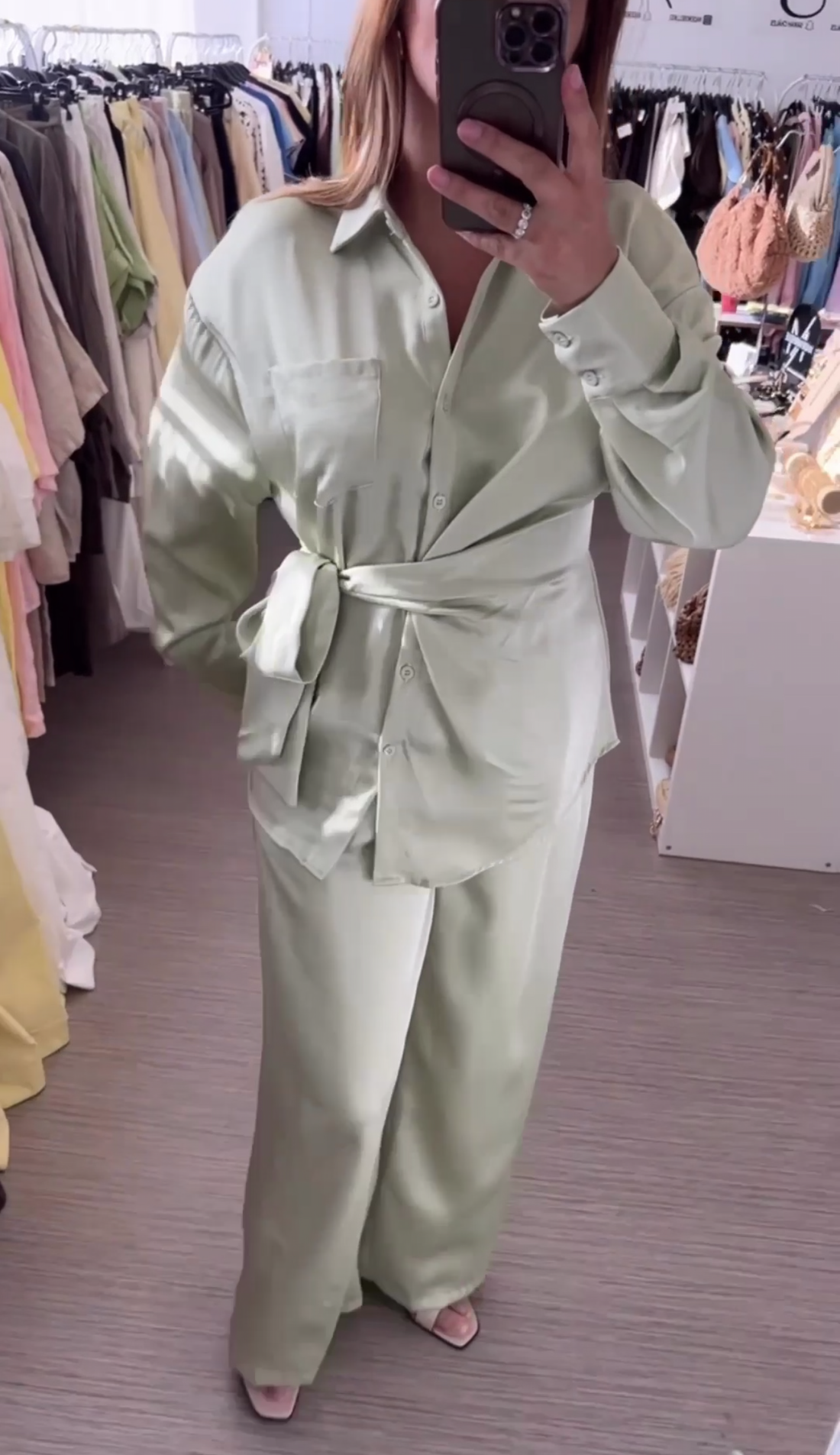 Ensemble fluide satin vert d’eau