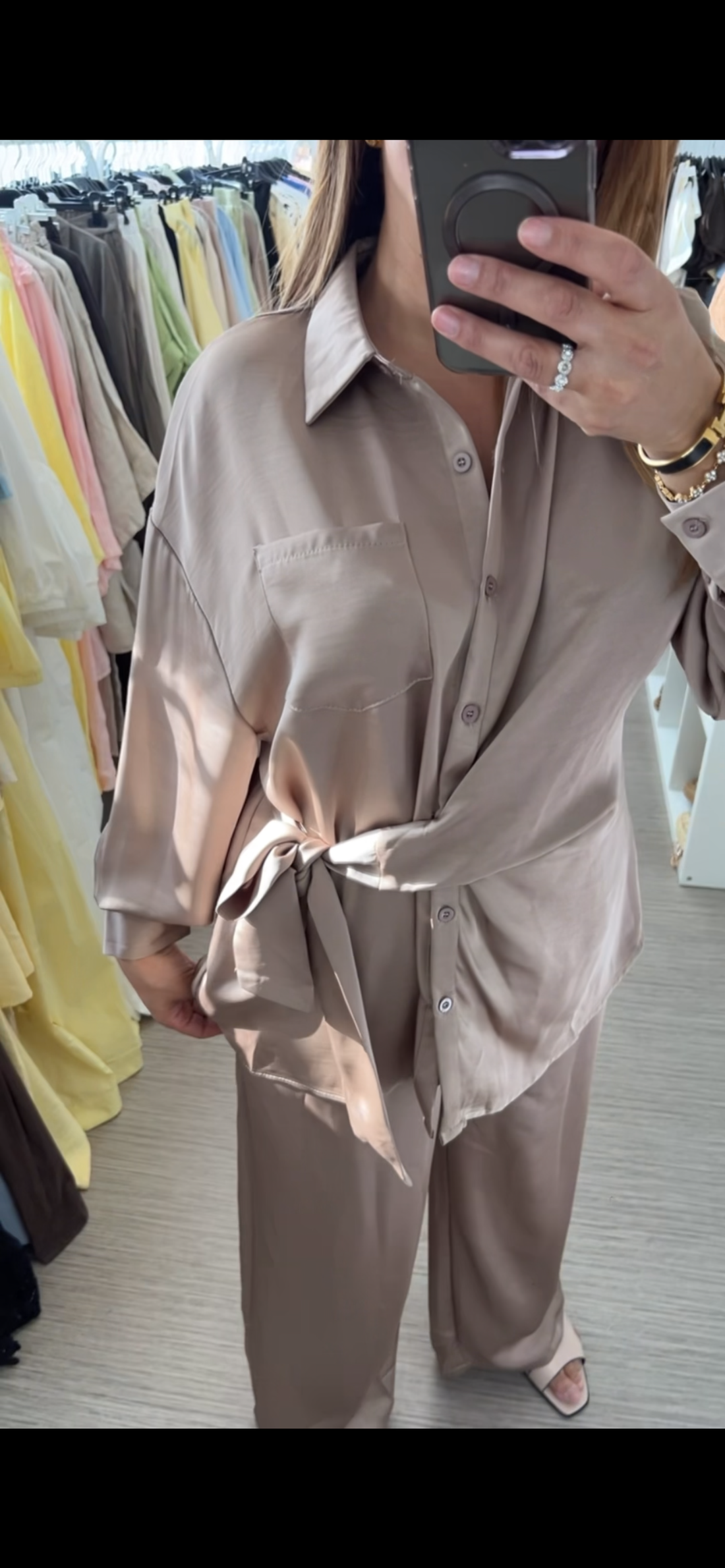 Ensemble fluide satin taupe