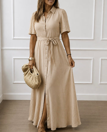 Robe longue fluide beige