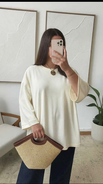 TEE shirt Oversize Coton beige
