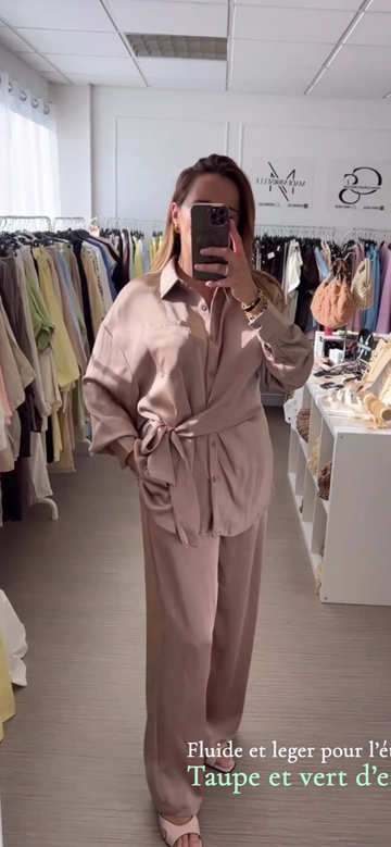 Ensemble fluide satin taupe
