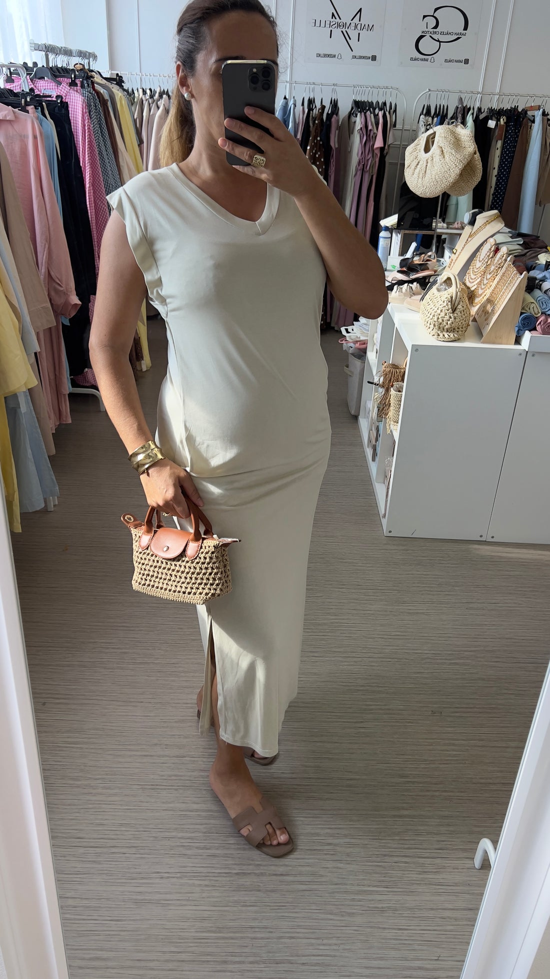 Robe fluide beige