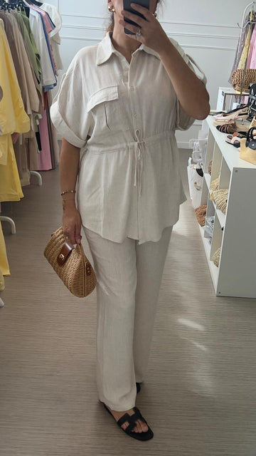 Ensemble saharienne beige en lin