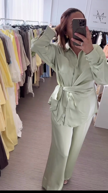 Ensemble fluide satin vert d’eau