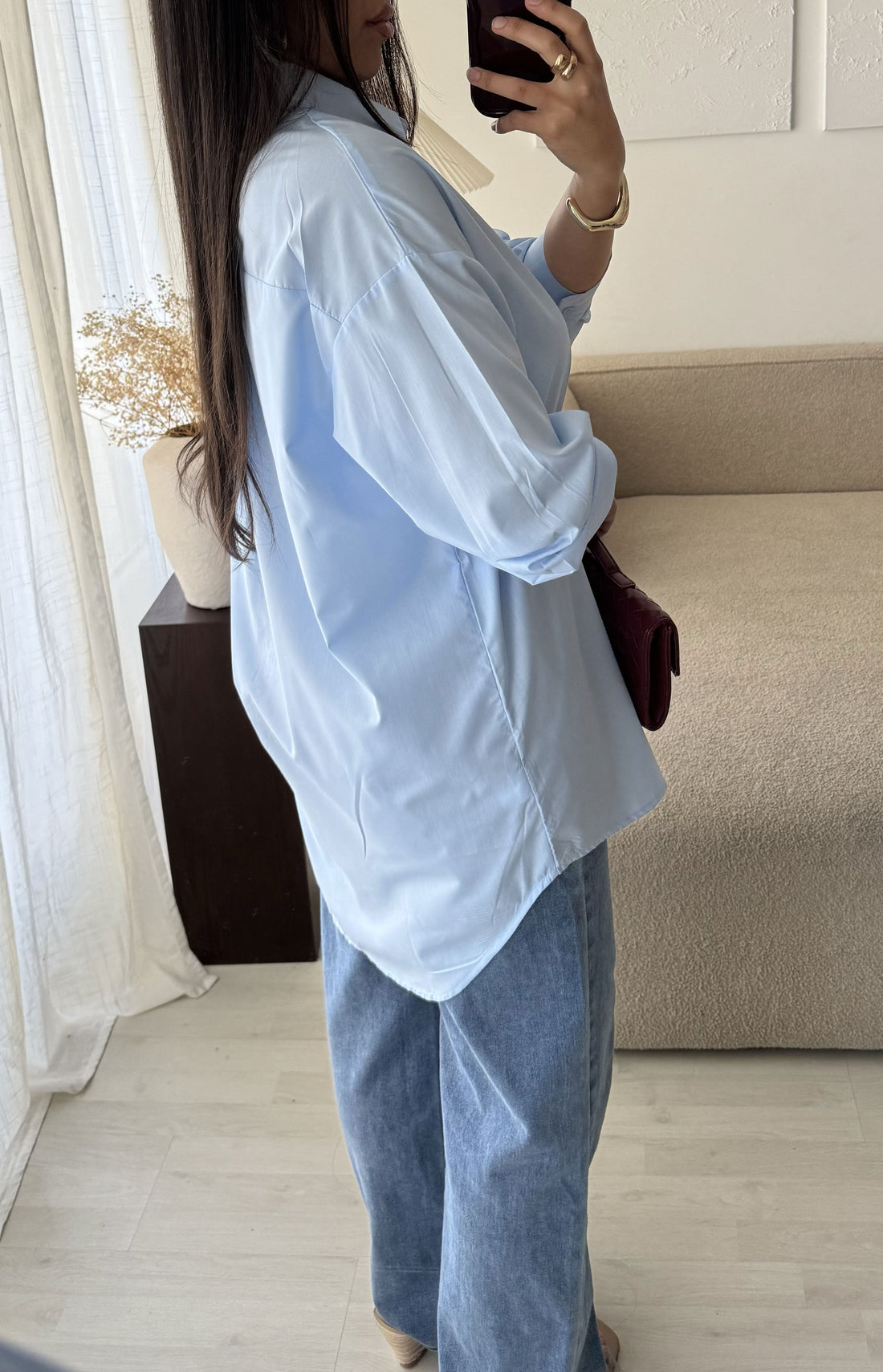 Chemise longue bleu ciel