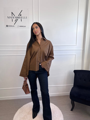 Chemise oversize camel