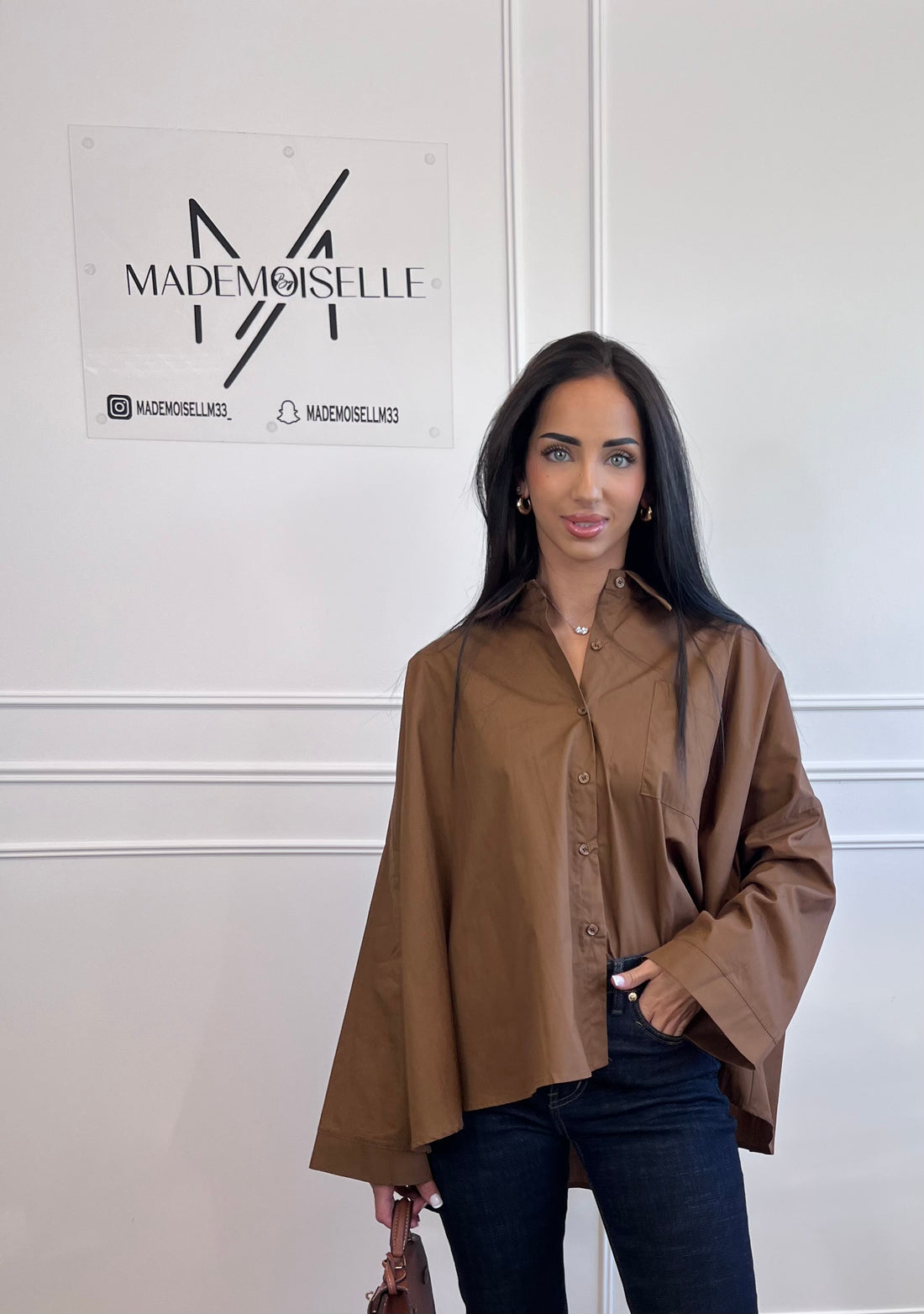 Chemise oversize camel