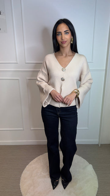 Gilet à boutons dorés beige