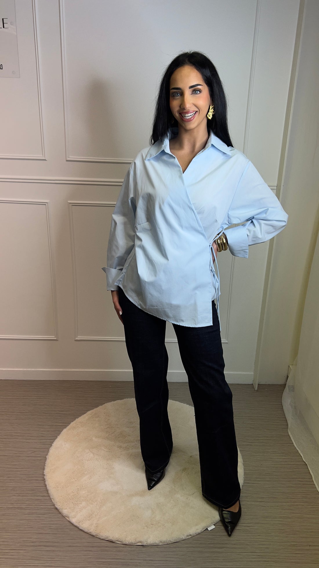 Chemise cache cœur bleu ciel