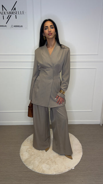 ENSEMBLE BLAZER COL MONTANT Taupe